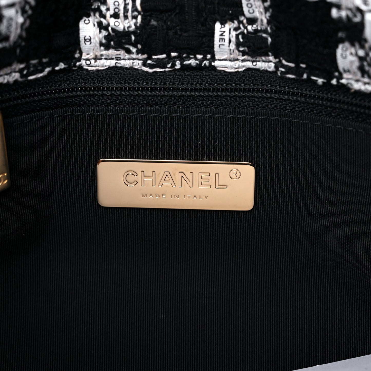 Tweed Quilted Large Chanel 19 Flap Black Ecru White