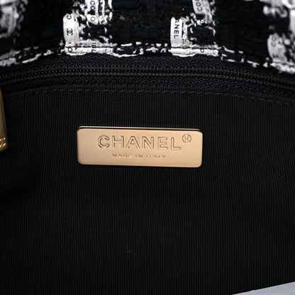 Chanel Tweed Quilted Large Chanel 19 Flap Black Ecru White 5 of 10