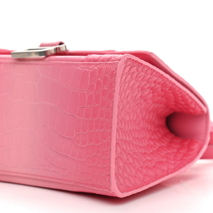 Balenciaga Calfskin Crocodile Embossed Degrade Small Hourglass Top Handle Bag Sweet Pink 9 of 10