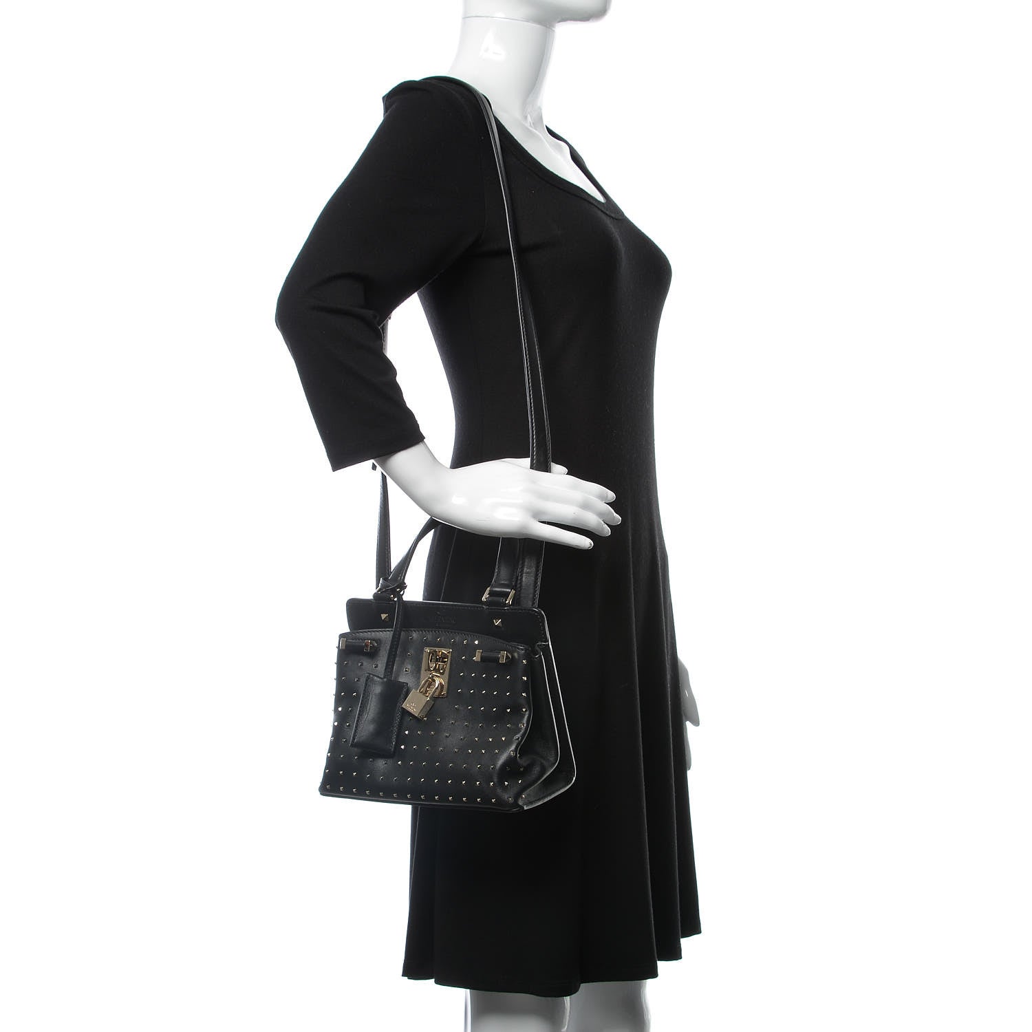 Valentino Garavani Calfskin Studded Small Joylock Satchel Black 2 of 15