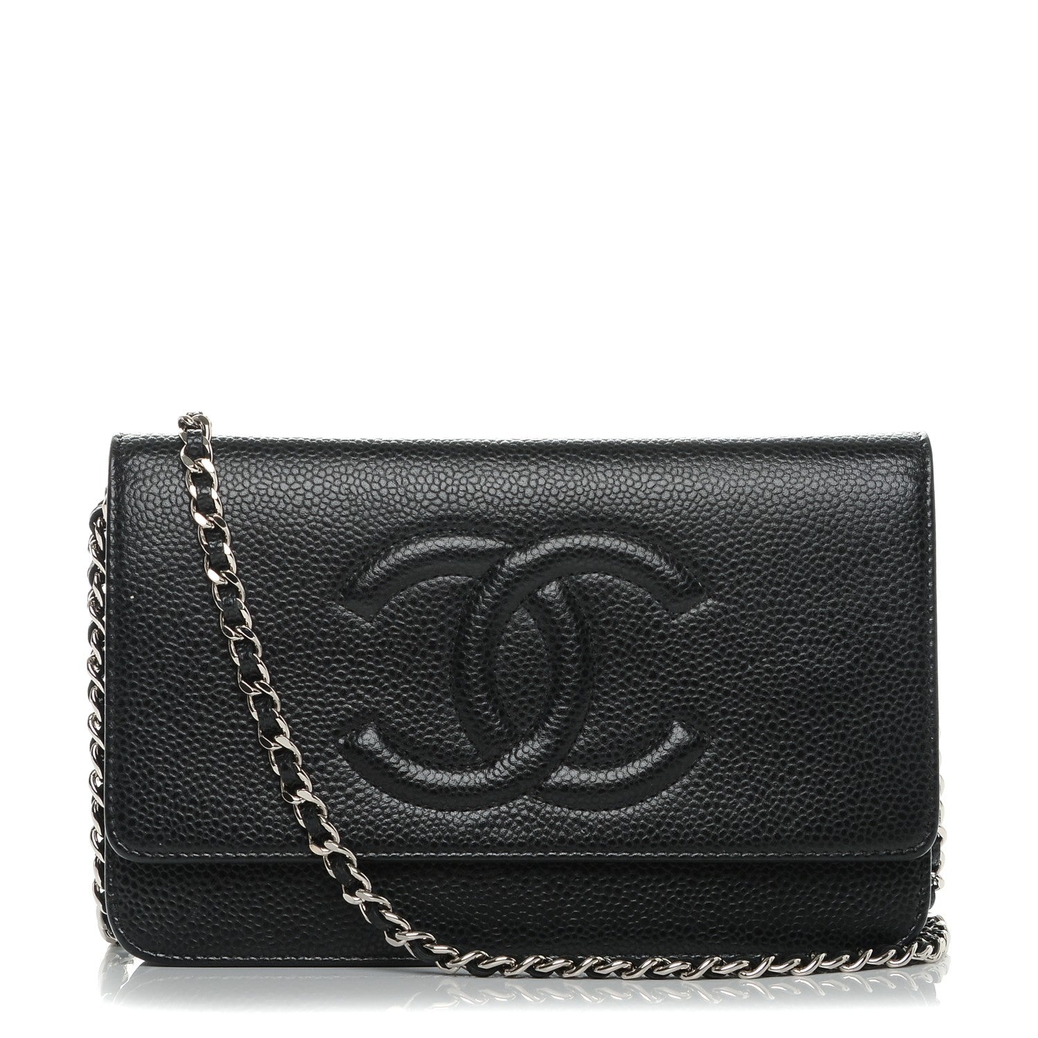 Chanel Caviar Timeless CC Wallet On Chain WOC Black 1 of 8