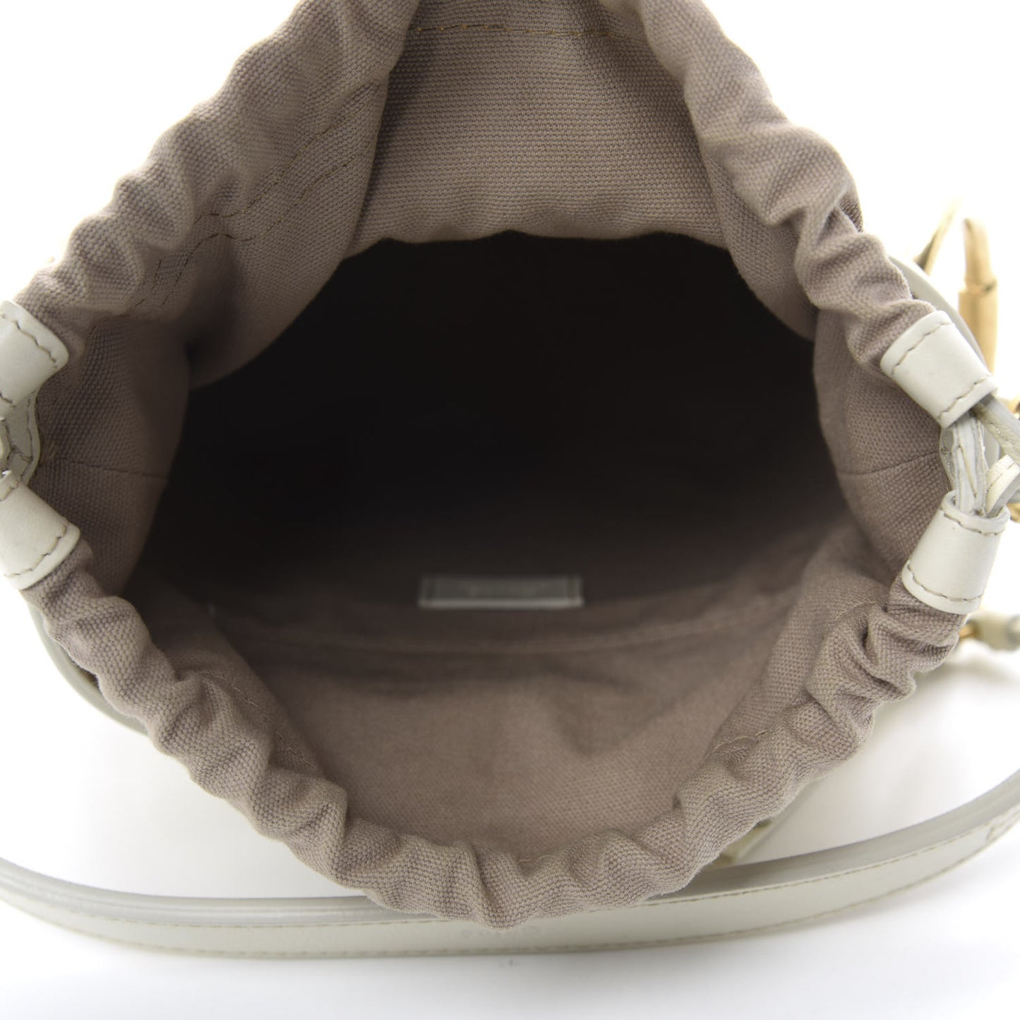 Smooth Calfskin Mini Roy Bucket Bag Natural White