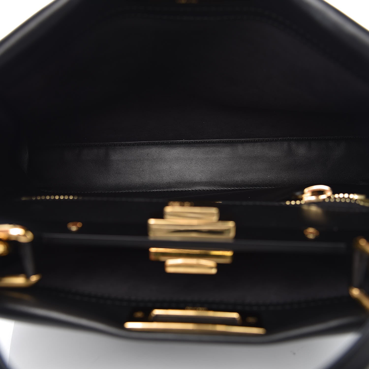 Fendi Vitello Seta Shiny Nappa Medium Peekaboo Iconic Satchel Black 6 of 10