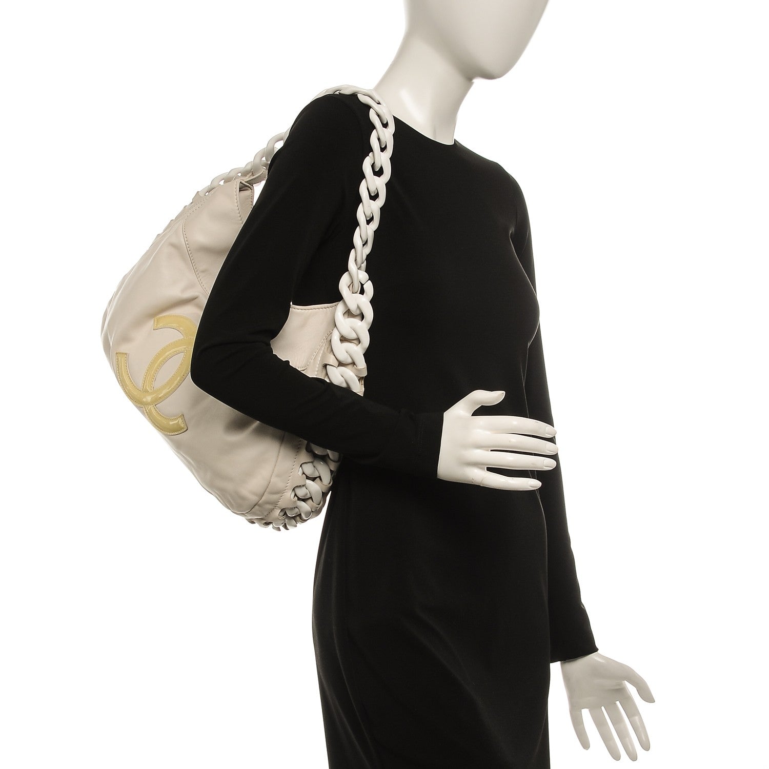 Chanel Calfskin Modern Chain Rhodoid Hobo White 2 of 7