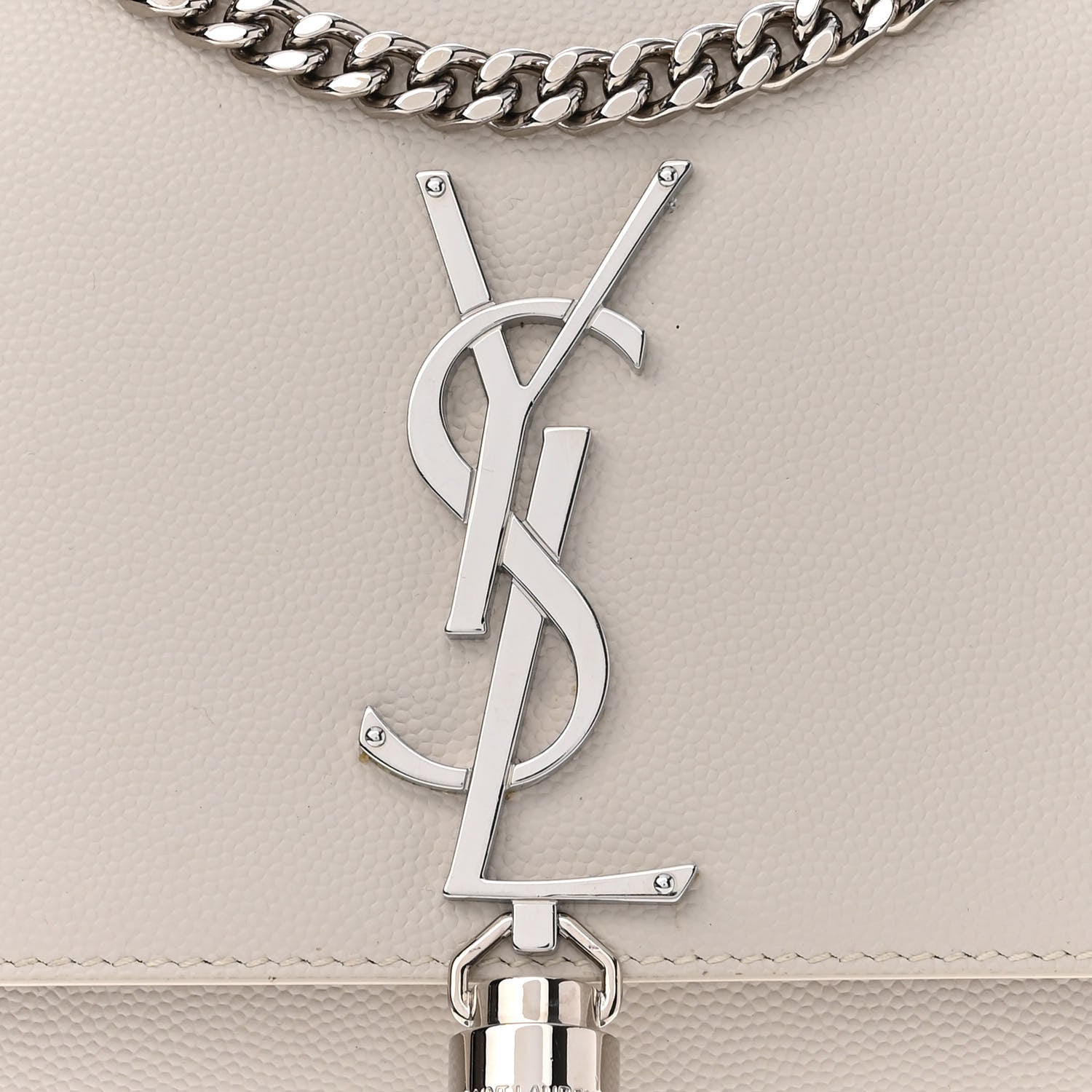 Saint Laurent Grain De Poudre Small Classic Monogram Kate Tassel Satchel Crema Soft 7 of 9