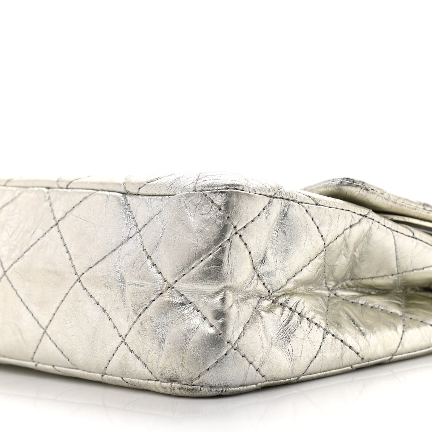 Metallic Aged Calfskin Quilted 2.55 Reissue 227 Flap Silver