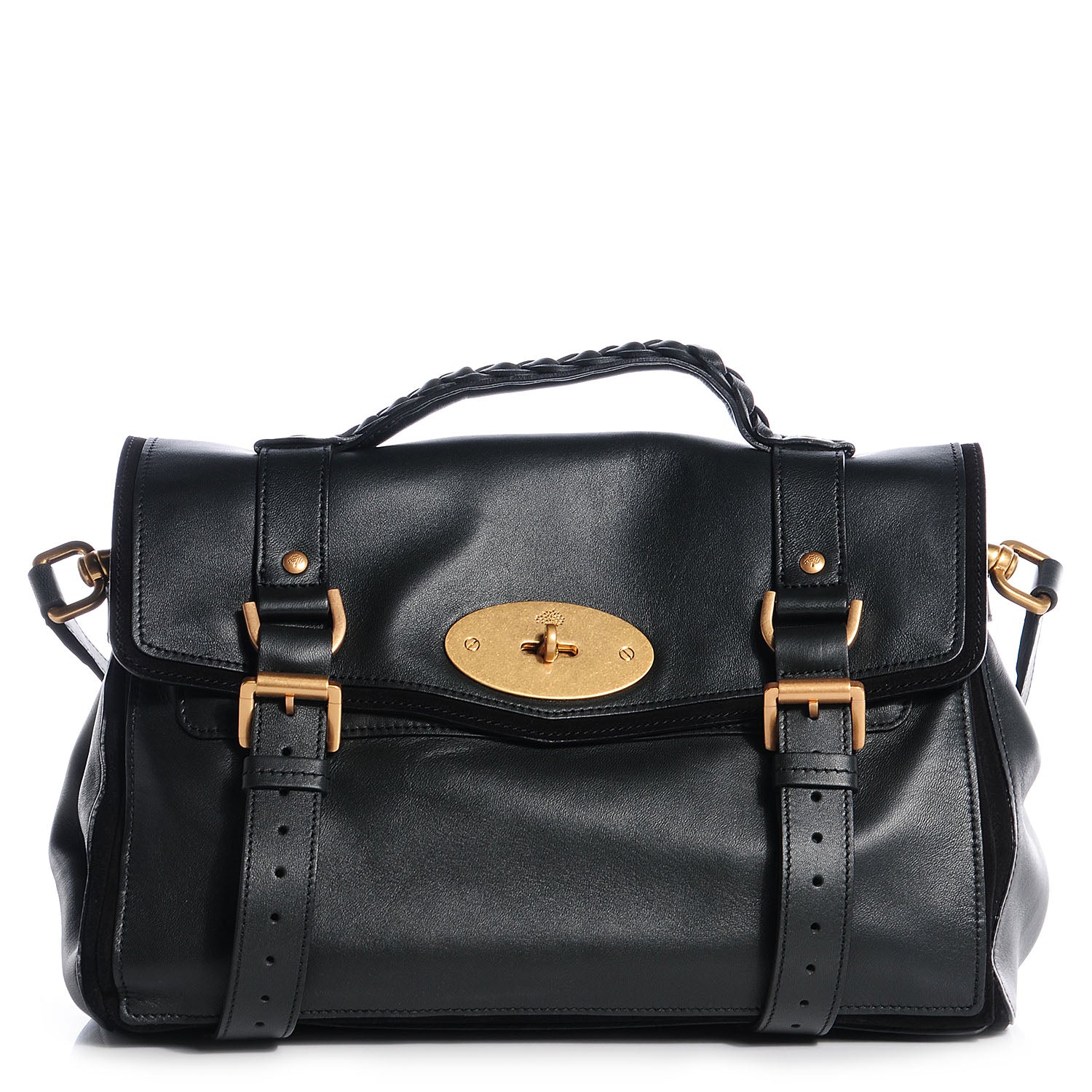 Mulberry Nappa and Suede Alexa Satchel Evergreen 1 of 15