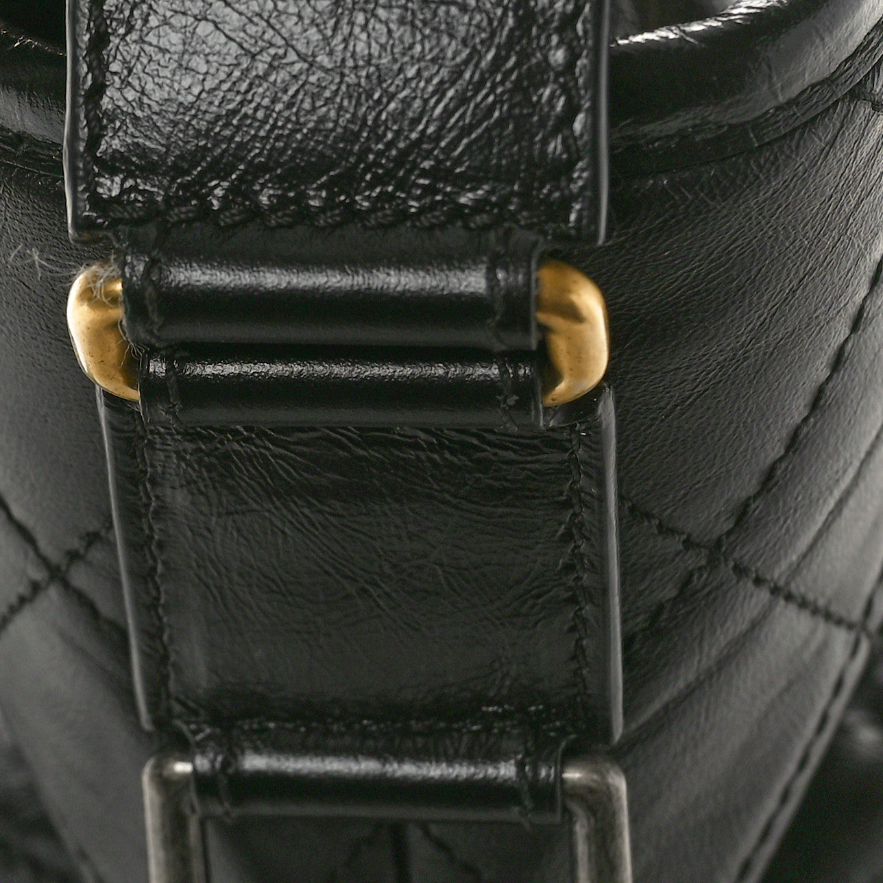 Aged Calfskin Quilted Large Gabrielle Hobo Black