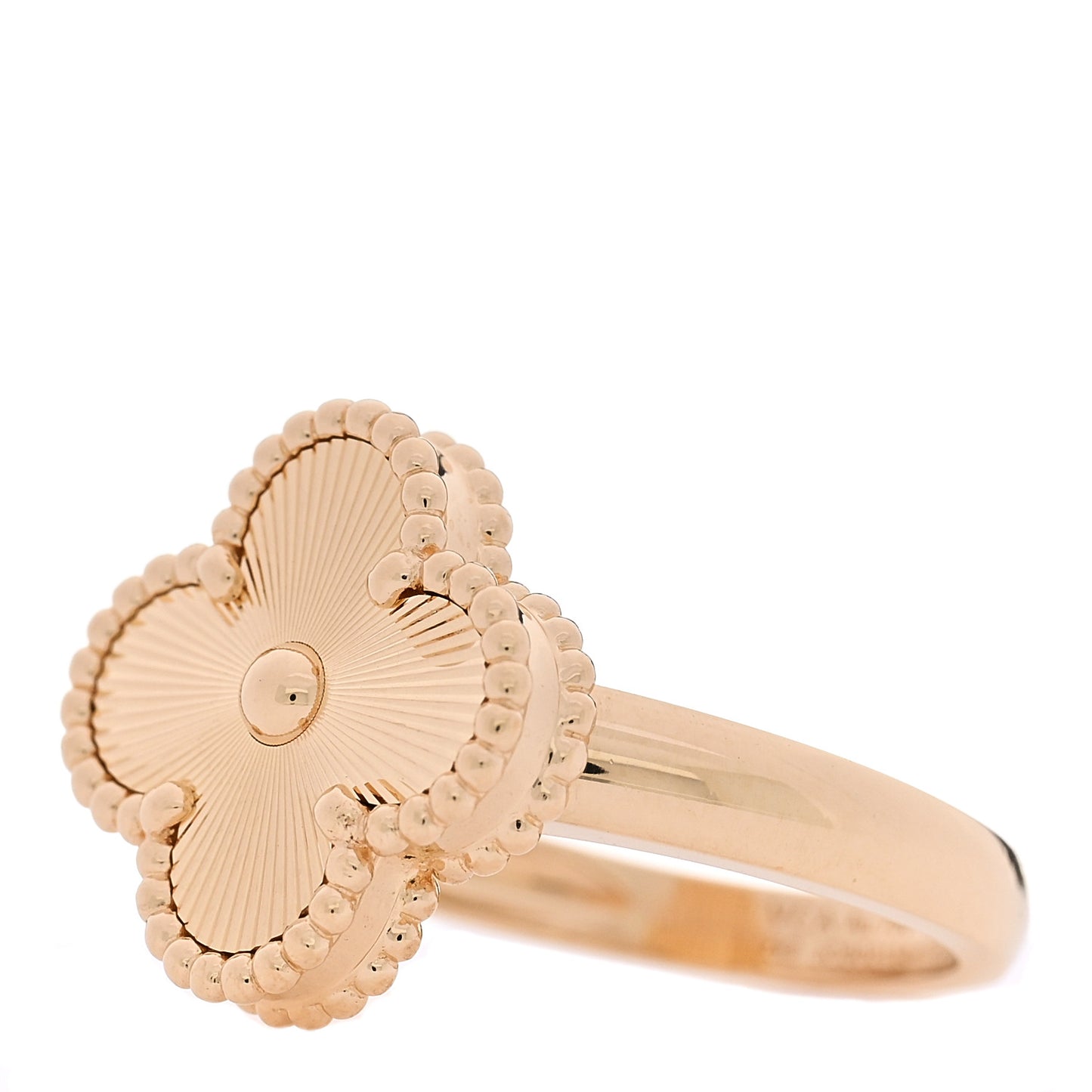 18K Yellow Gold Guilloche Vintage Alhambra Ring 52 6