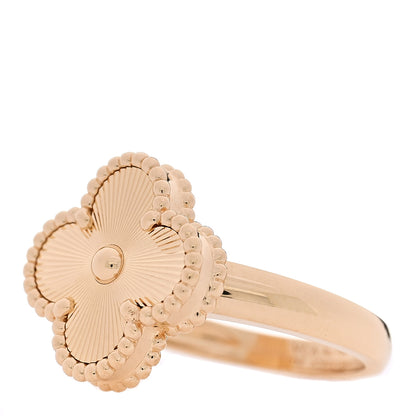 Van Cleef & Arpels 18K Yellow Gold Guilloche Vintage Alhambra Ring 52 6 4 of 6