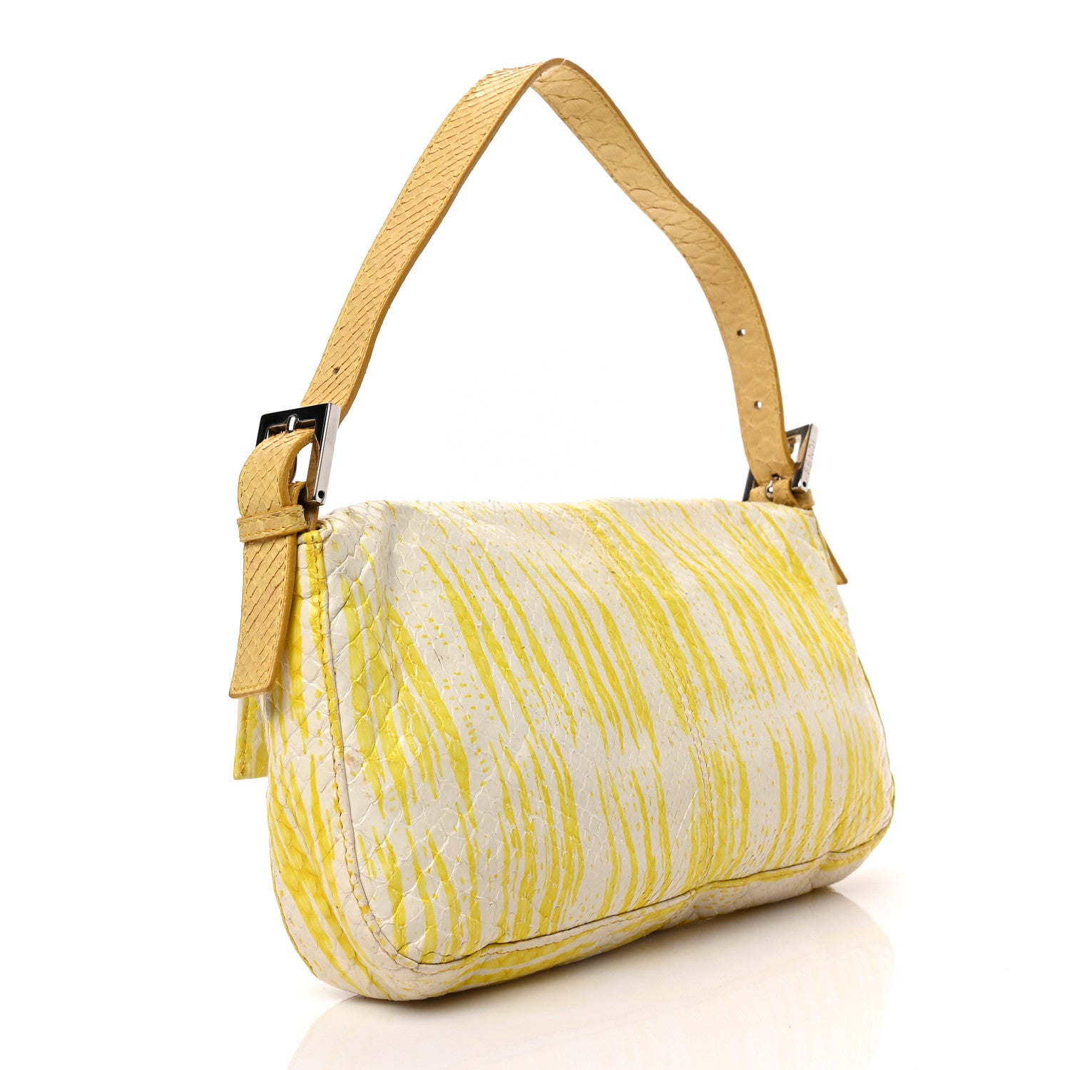 Fendi Snakeskin Baguette Yellow White 3 of 8