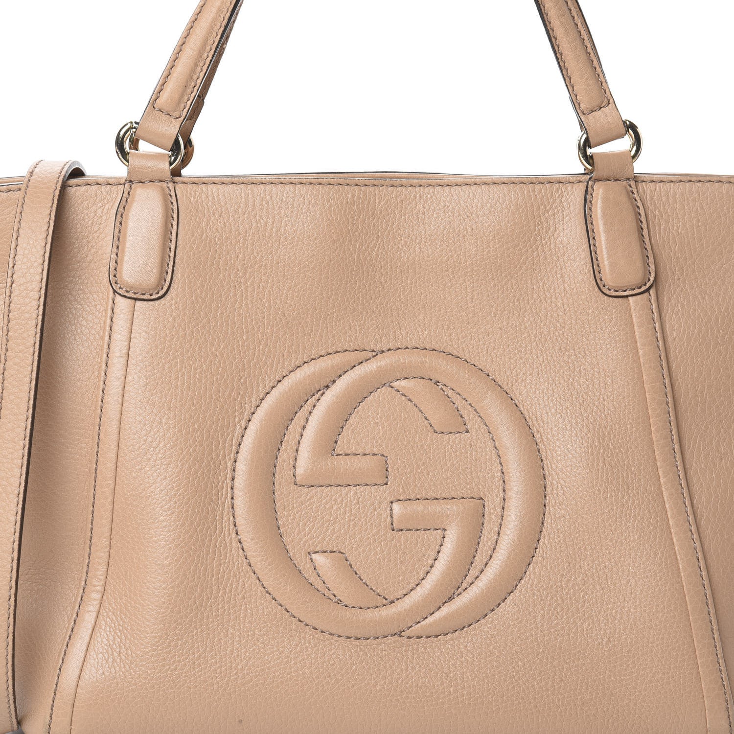 Gucci Pebbled Calfskin Small Soho Top Handle Bag Camelia 6 of 8