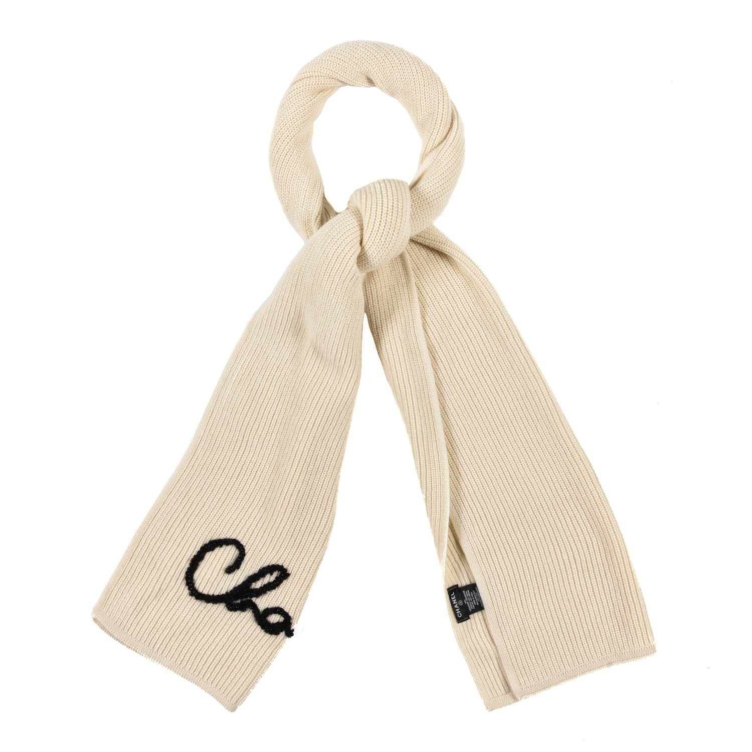 Chanel Cashmere Signature Stole Ivory 1 of 4