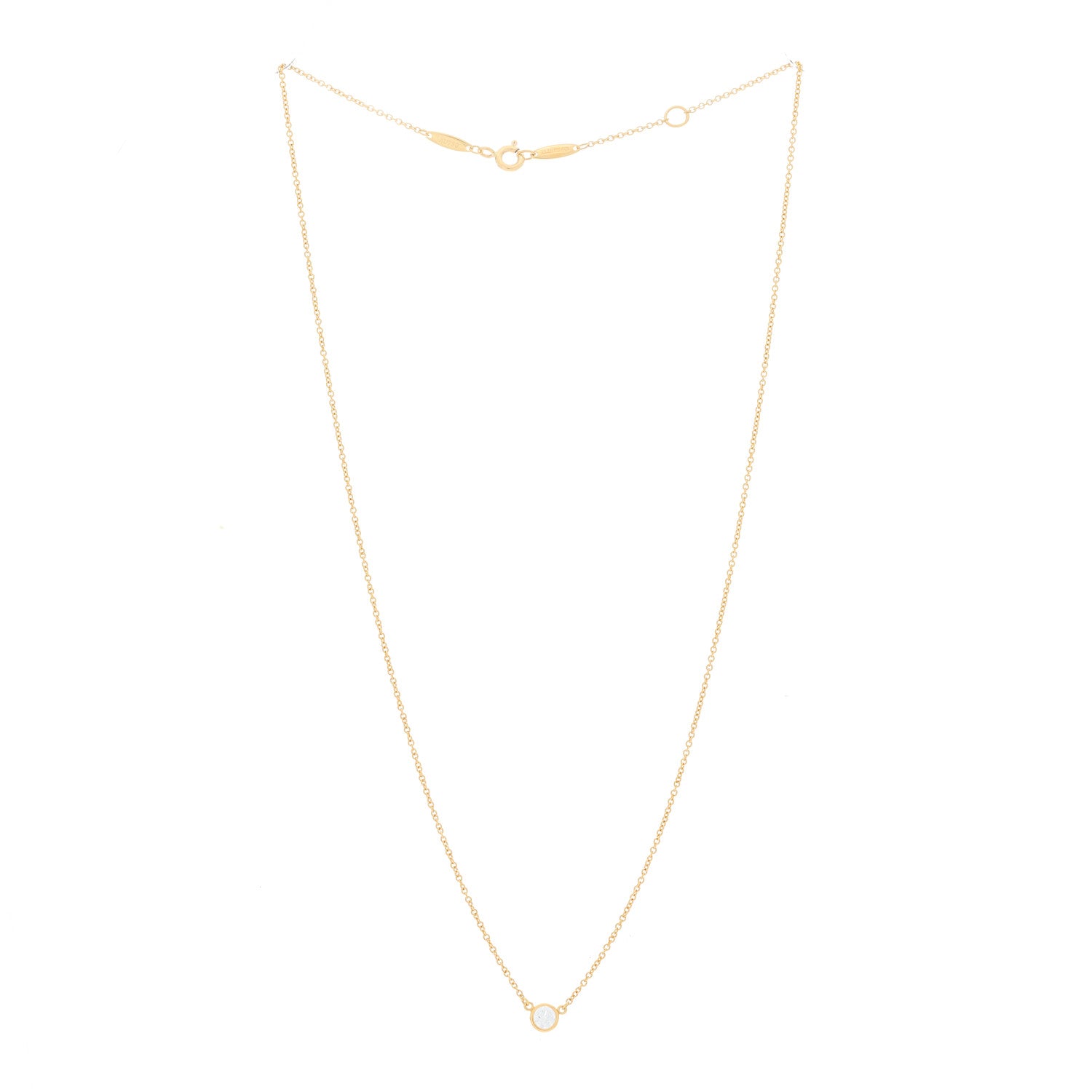 Tiffany 18K Yellow Gold Diamond .21ct Elsa Peretti Diamonds by the Yard Pendant Necklace 2 of 4