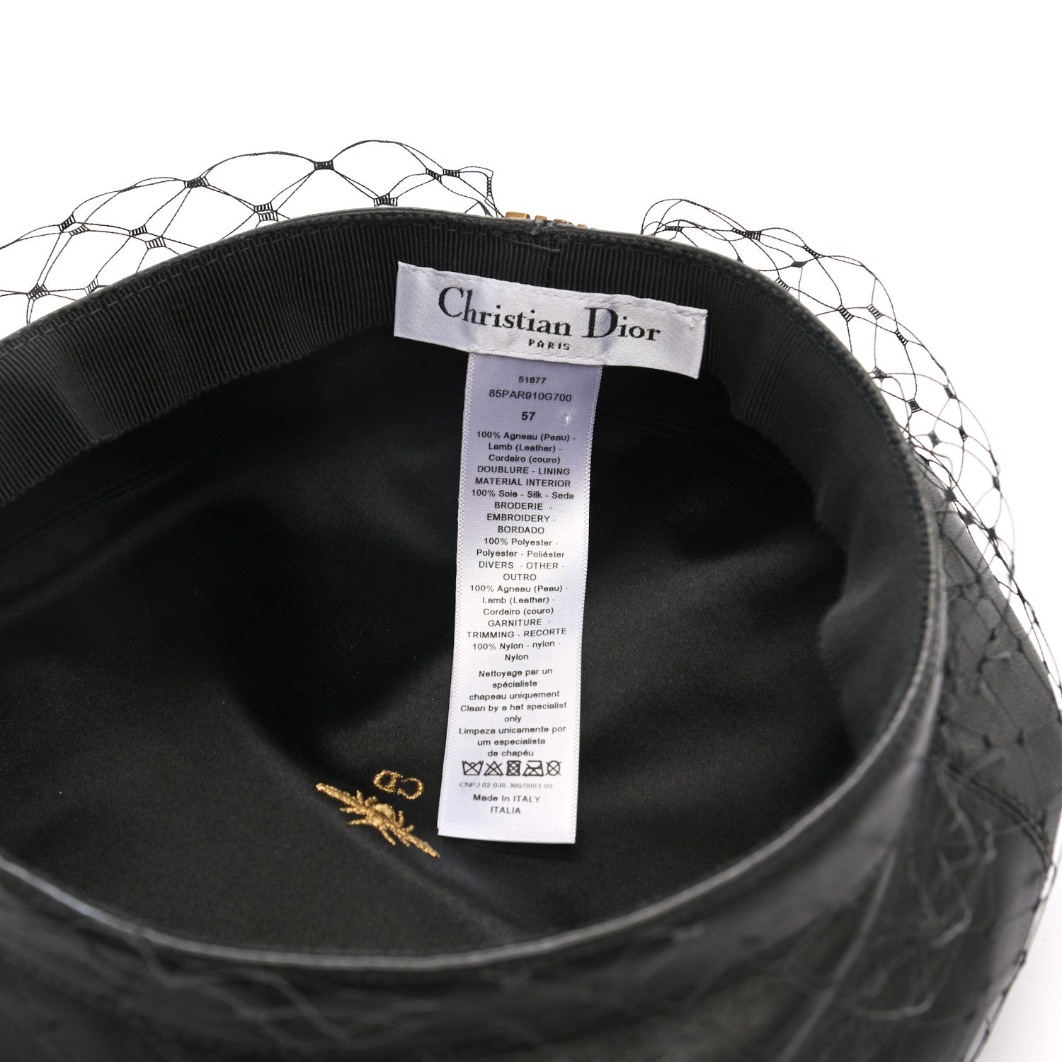 Christian Dior Lambskin Arty Beret Cap with Veil 57 Black 8 of 9