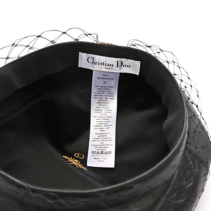 Christian Dior Lambskin Arty Beret Cap with Veil 57 Black 8 of 9