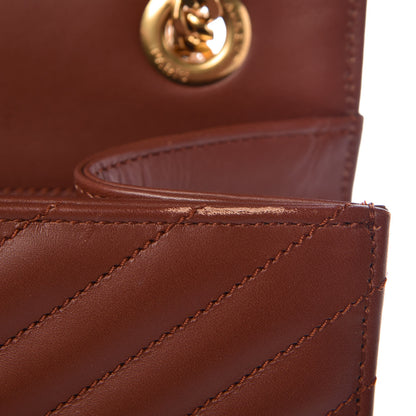 Saint Laurent Smooth Calfskin Matelasse Chevron Large Monogram Satchel Brown 12 of 17