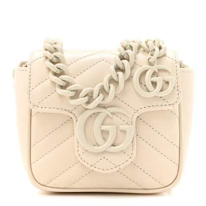 Gucci Calfskin Matelasse Monochrome GG Marmont Chain Mini Belt Bag Mystic White 1 of 11