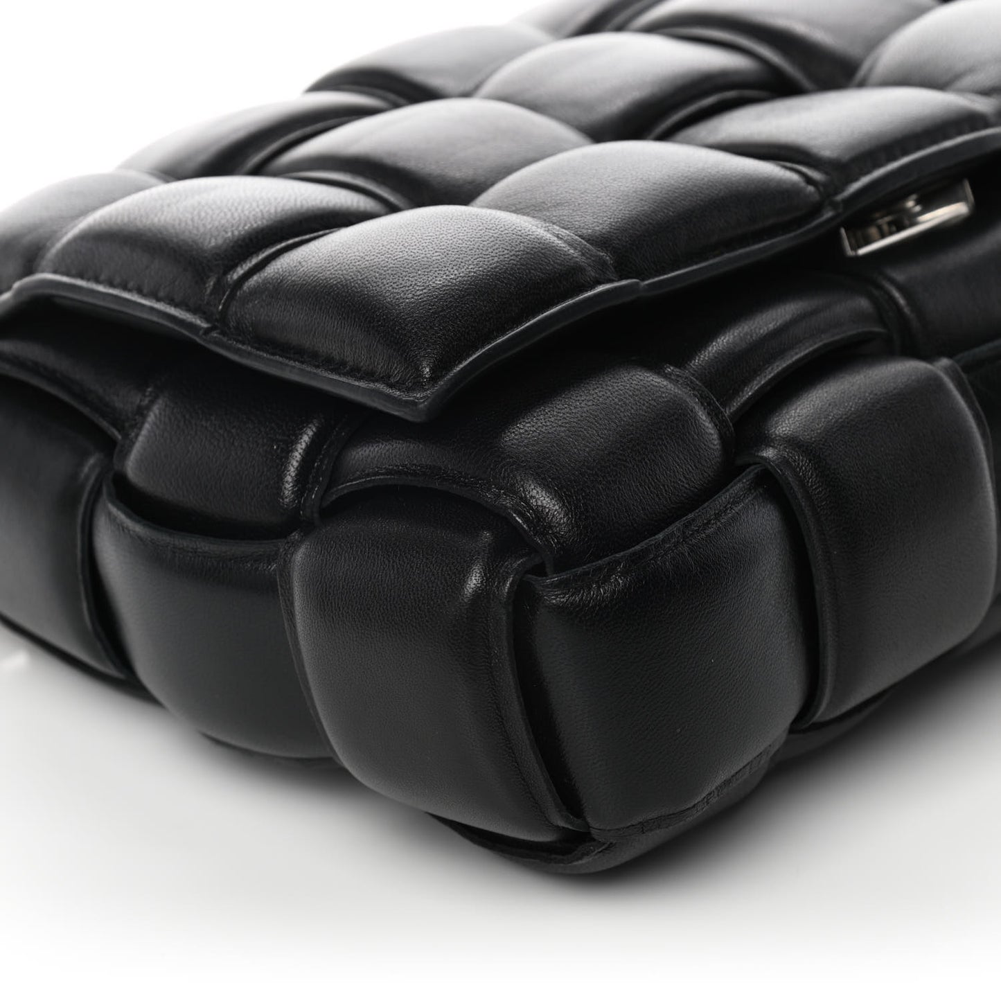 Lambskin Maxi Intreccio Padded Chain Cassette Crossbody Bag Black