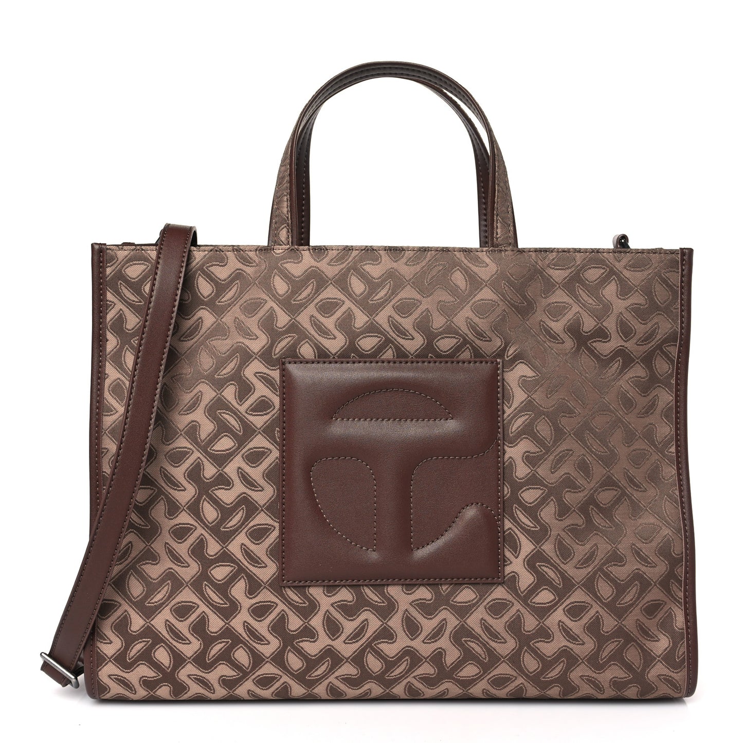 Monogram Jacquard Medium Shopping Bag Tan