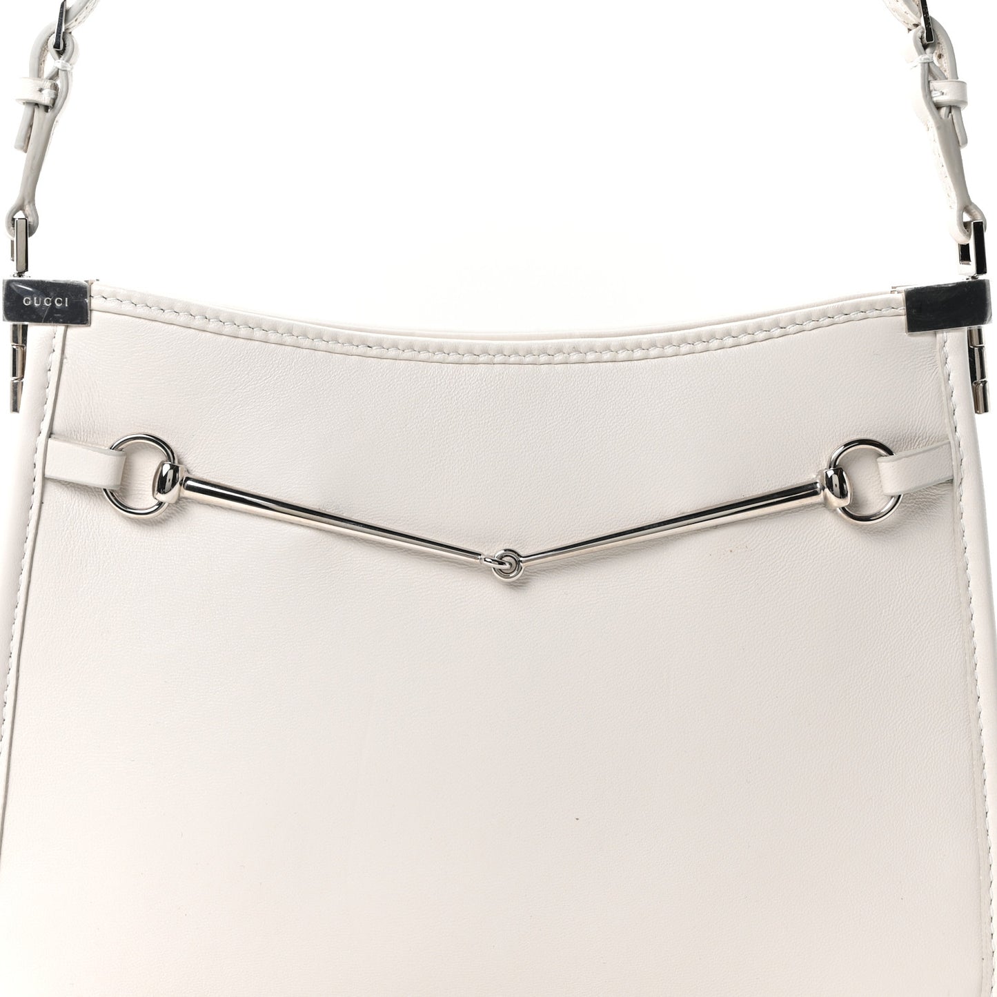 Calfskin Horsebit Slim Shoulder Bag White