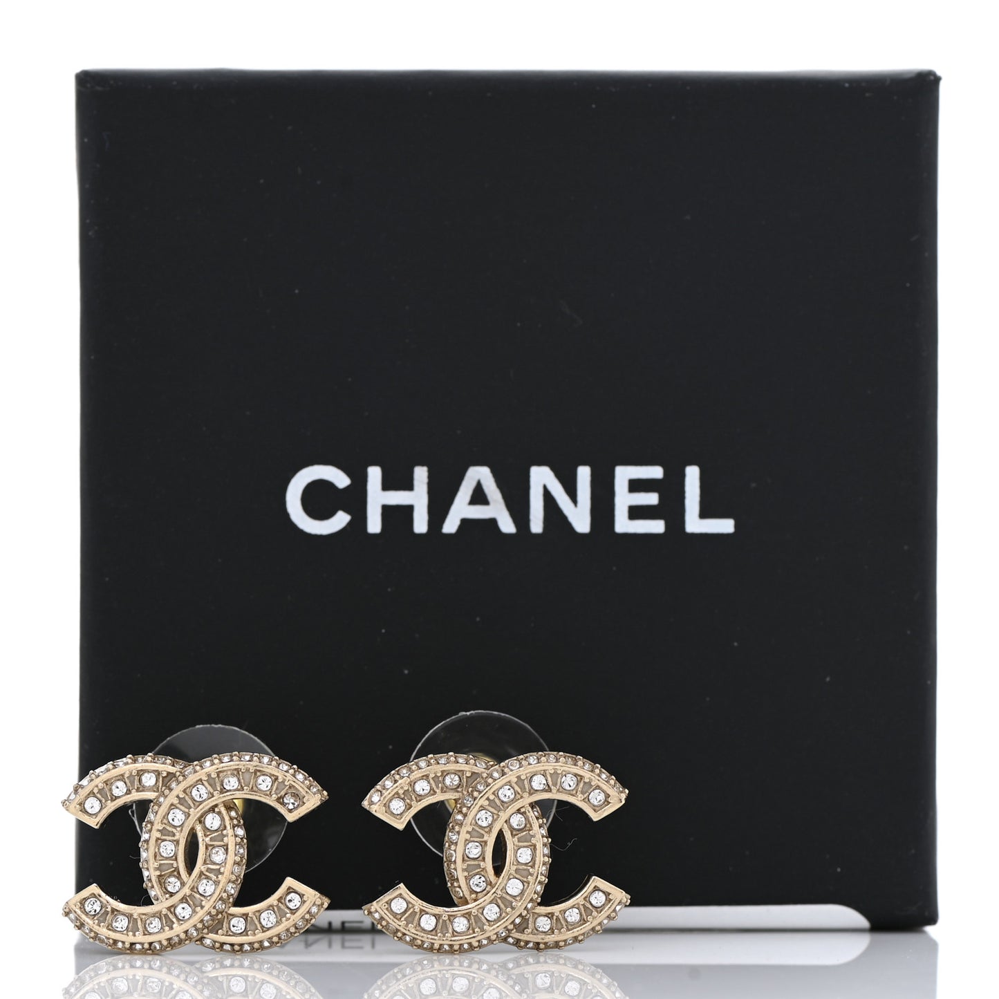 Crystal CC Earrings Light Gold