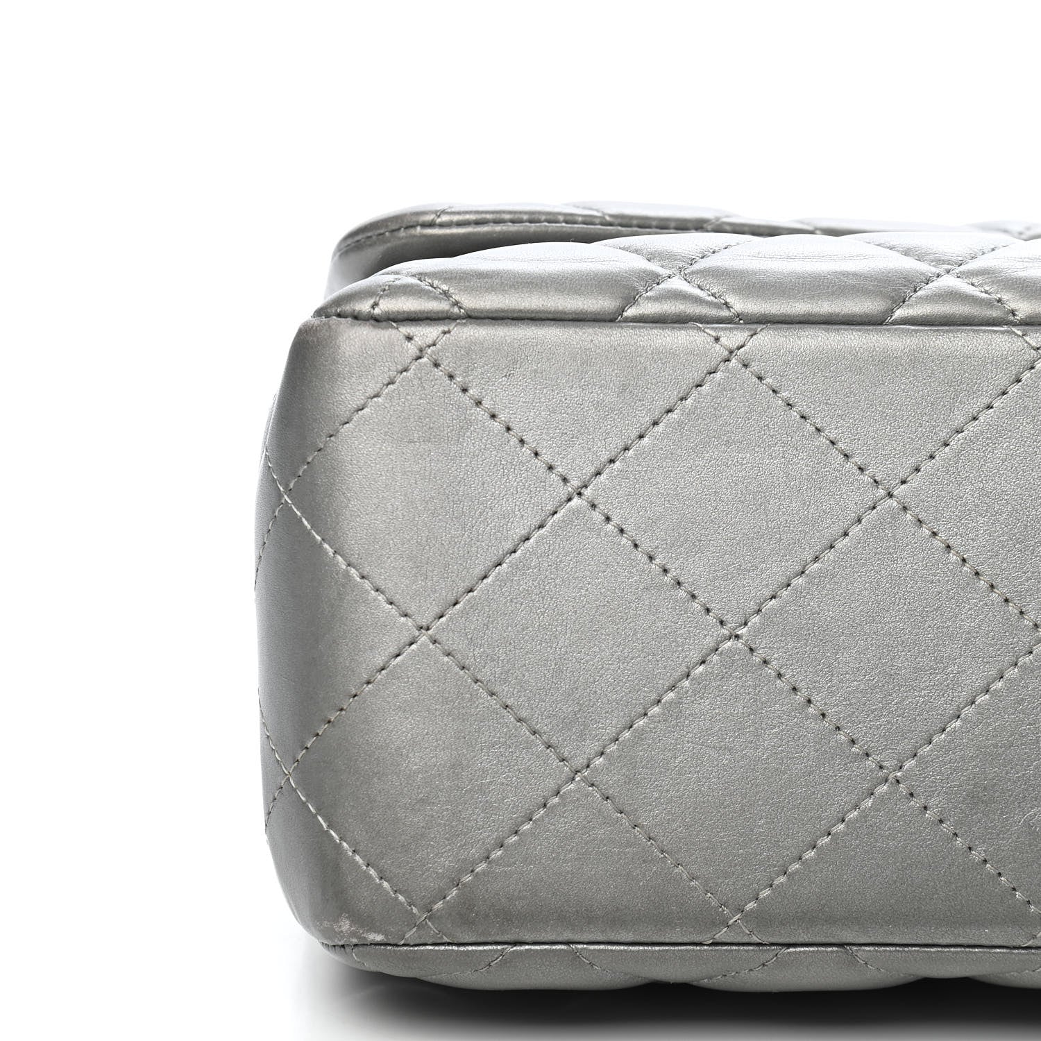 Chanel Metallic Lambskin Quilted Jumbo Double Flap Grey 8 of 13