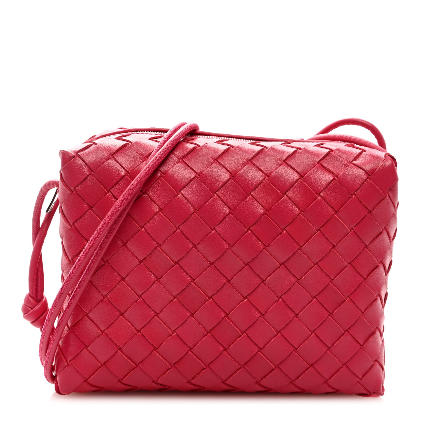 Nappa Intrecciato Small Loop Camera Bag Cranberry