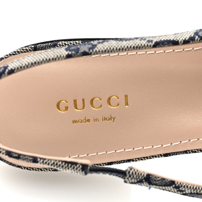 Gucci Monogram Horsebit Womens Slingback Ballet Flat 38.5 Beige Blue 8 of 9