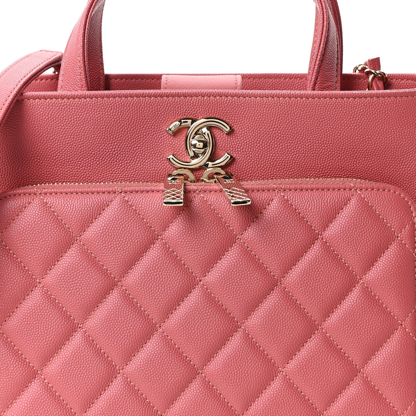 Caviar Quilted Small Business Affinity Shopping Bag Pink