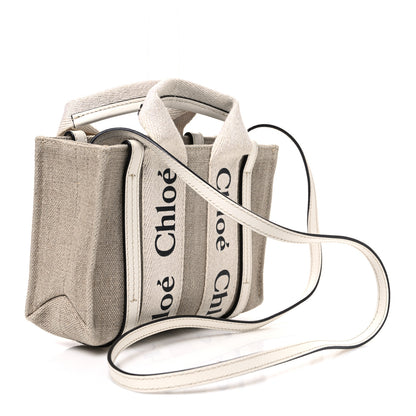 Chloe Cotton Calfskin Mini Woody Ribbon Tote White Light Brown 2 of 9