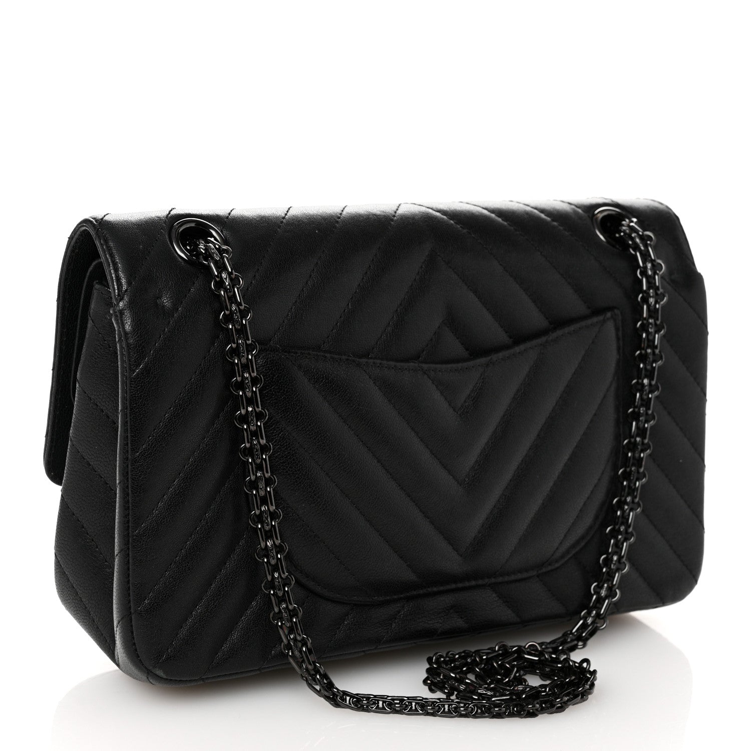 Chanel Sheepskin Chevron Quilted 2.55 Reissue 225 Double Flap So Black 3 of 10