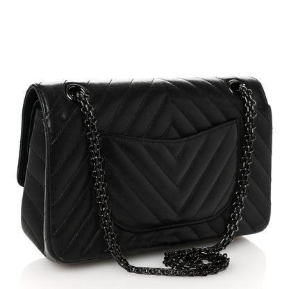 Chanel Sheepskin Chevron Quilted 2.55 Reissue 225 Double Flap So Black 3 of 10