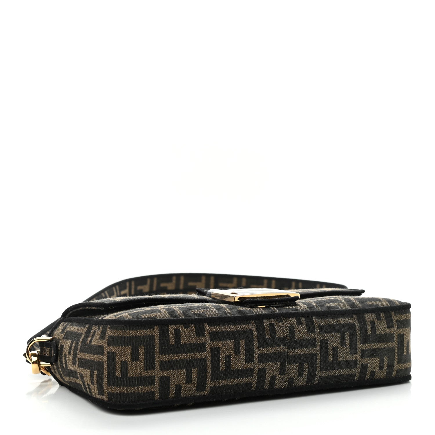 Fendi Fabric Jacquard FF 1974 Medium Baguette Tobacco Moro Black 4 of 10