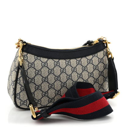 Gucci GG Supreme Monogram Textured Dollar Calfskin Web Small Ophidia GG Handbag Beige Blue 3 of 9