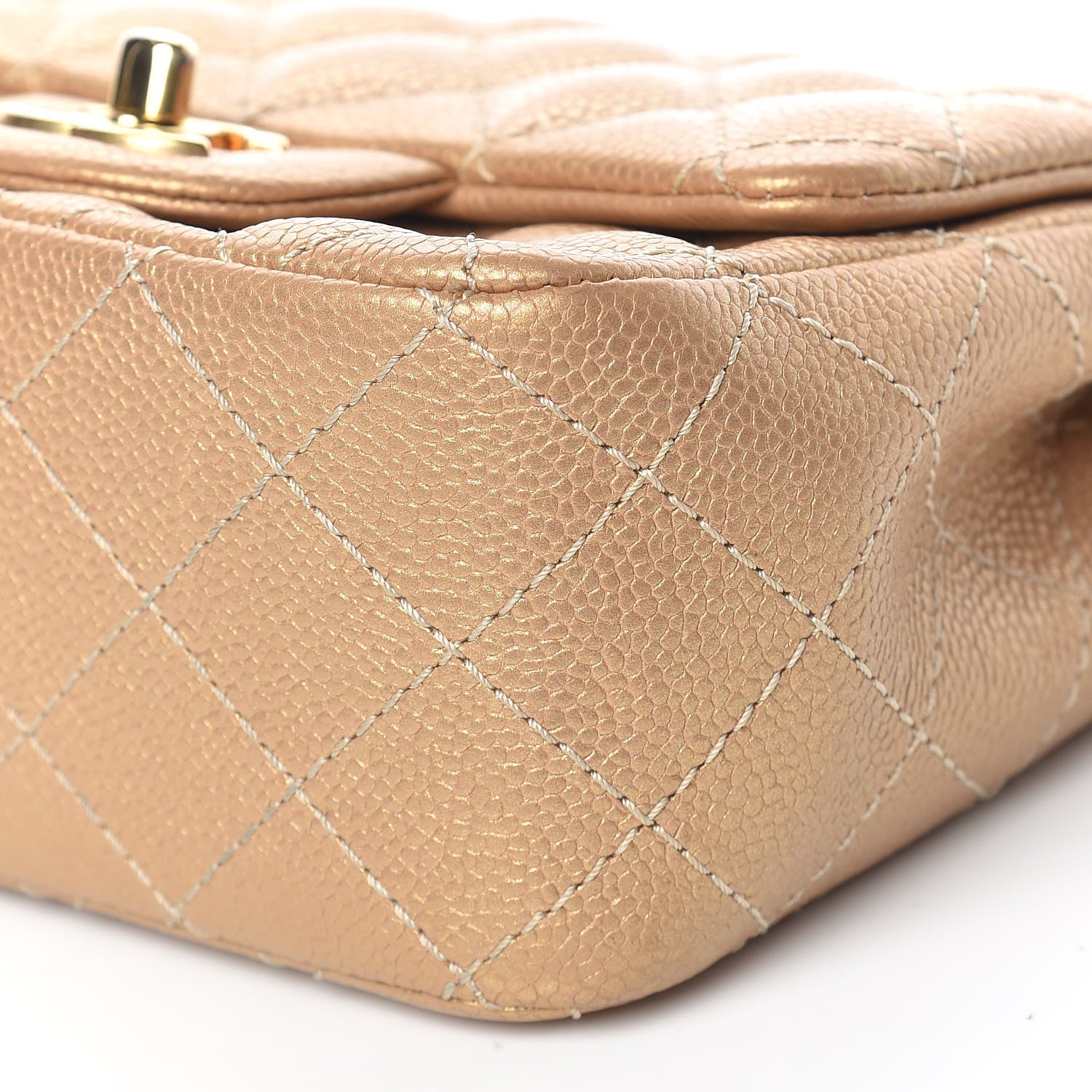Chanel Metallic Caviar Quilted Mini Square Flap Gold 7 of 11