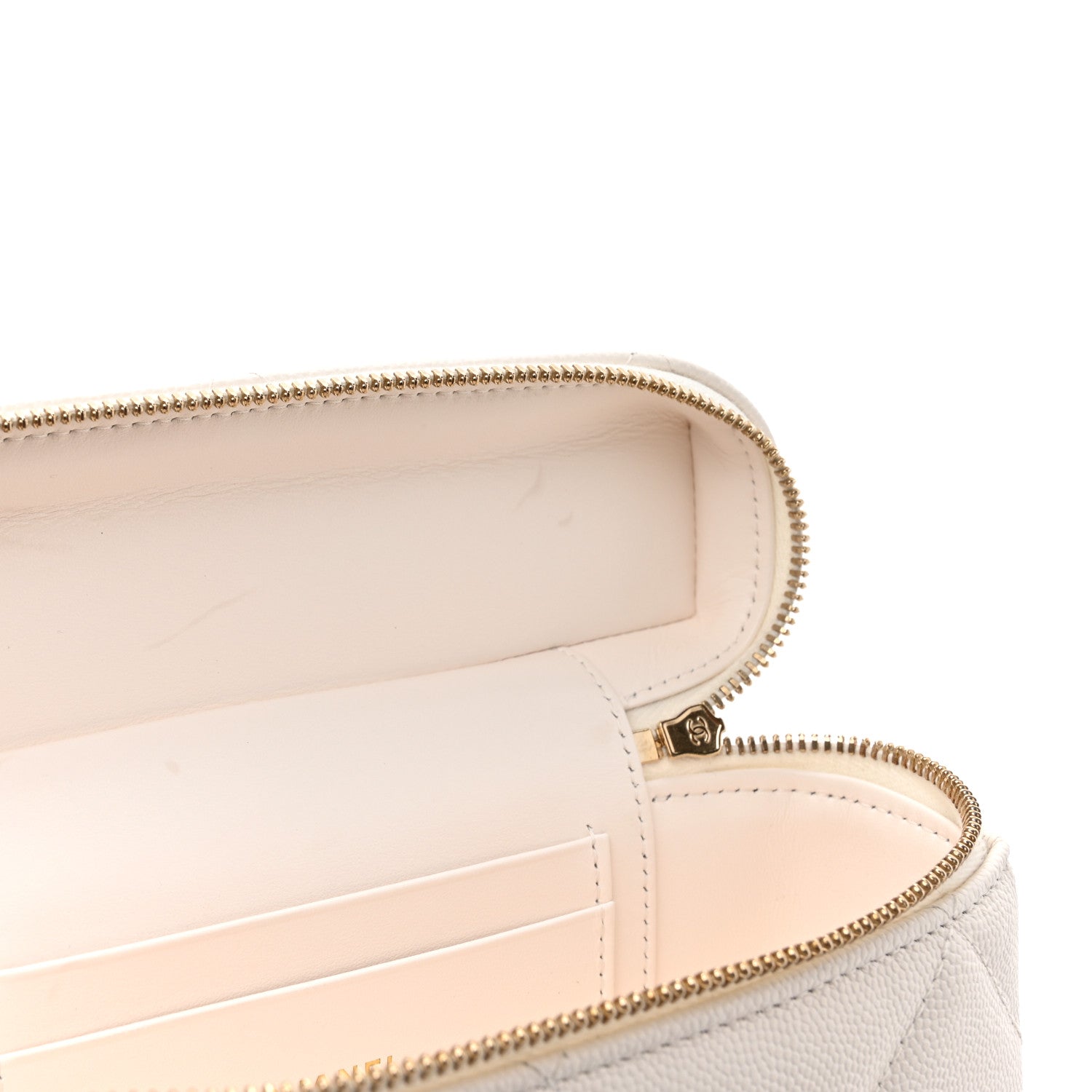 Chanel Caviar Quilted Top Handle Slim Vanity With Chain White 12 of 13