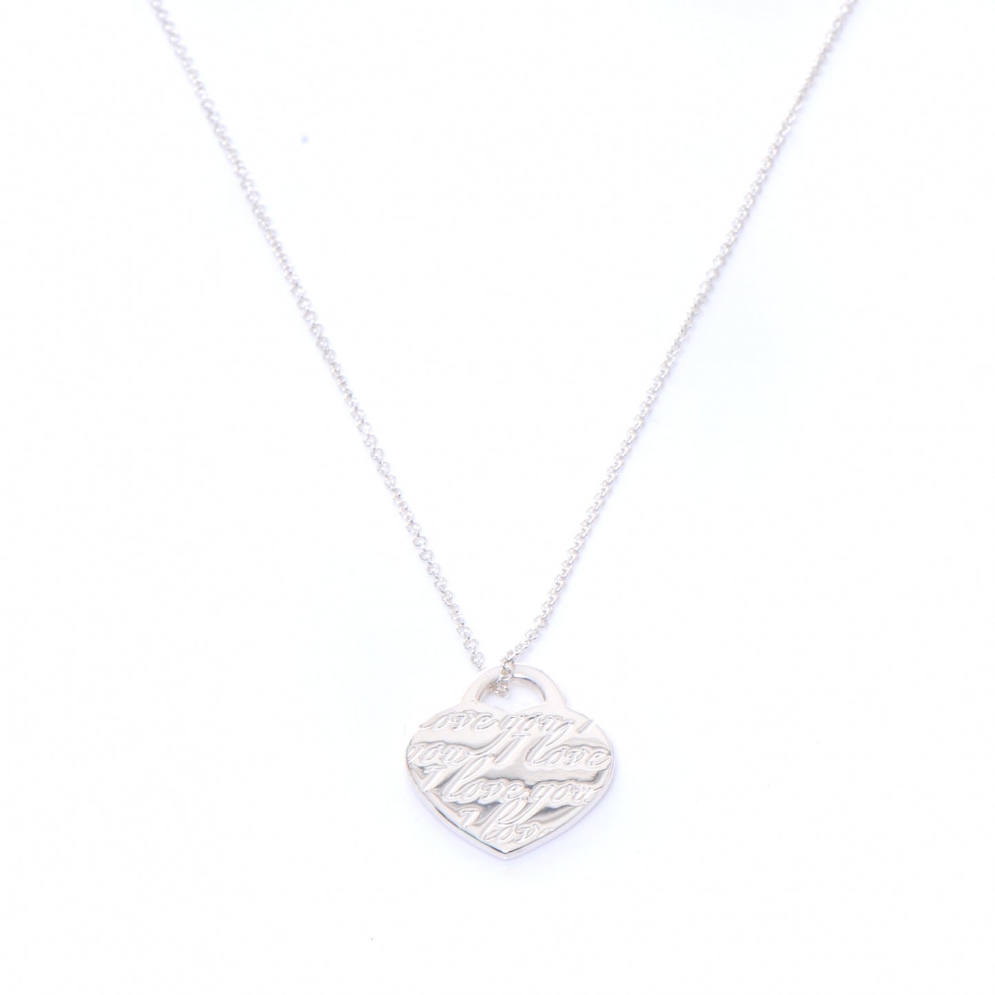 Sterling Silver I Love You Heart Tag Pendant
