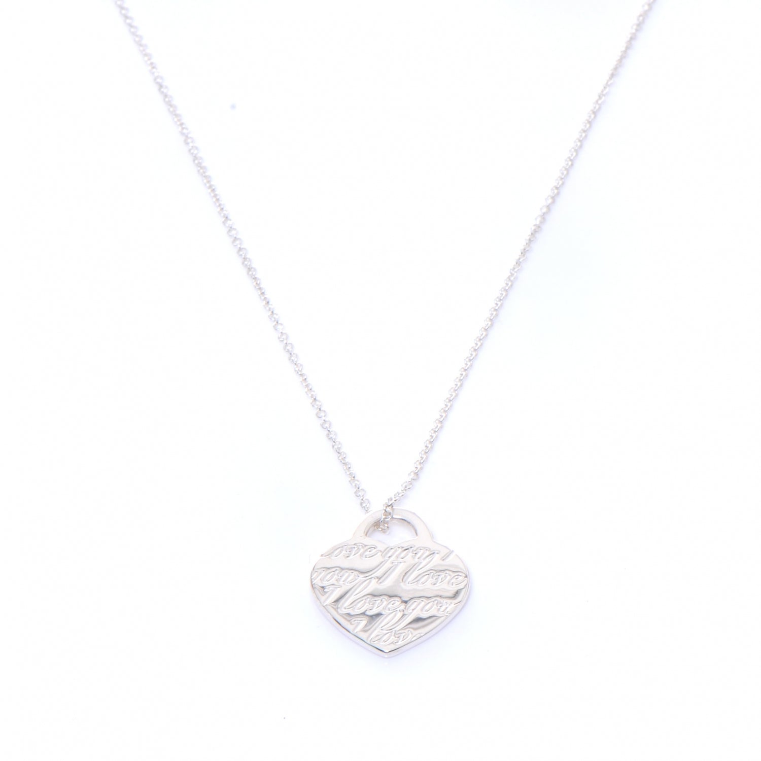 Tiffany Sterling Silver I Love You Heart Tag Pendant 1 of 6