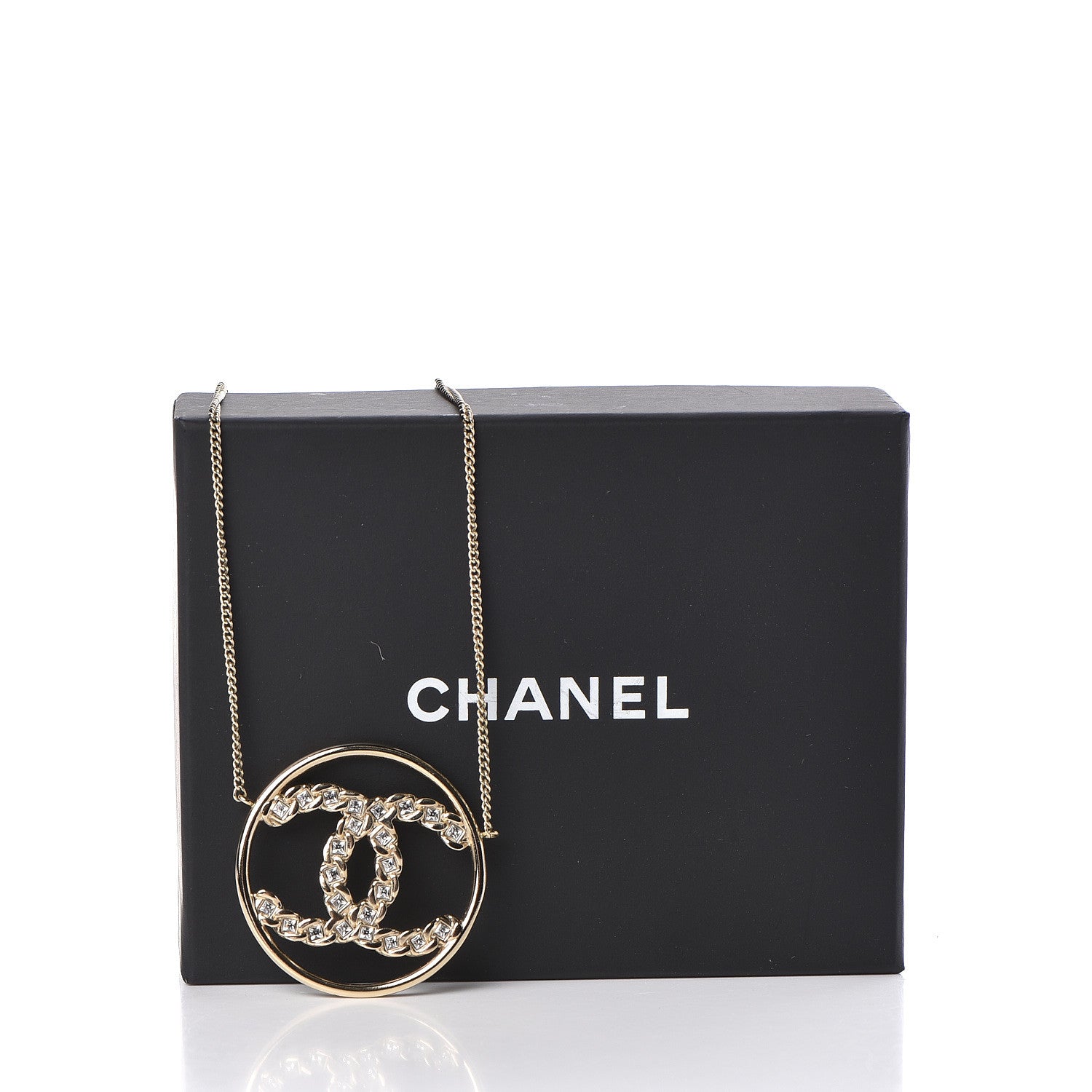 Chanel Baguette Crystal High Society CC Pendant Necklace Gold 5 of 5