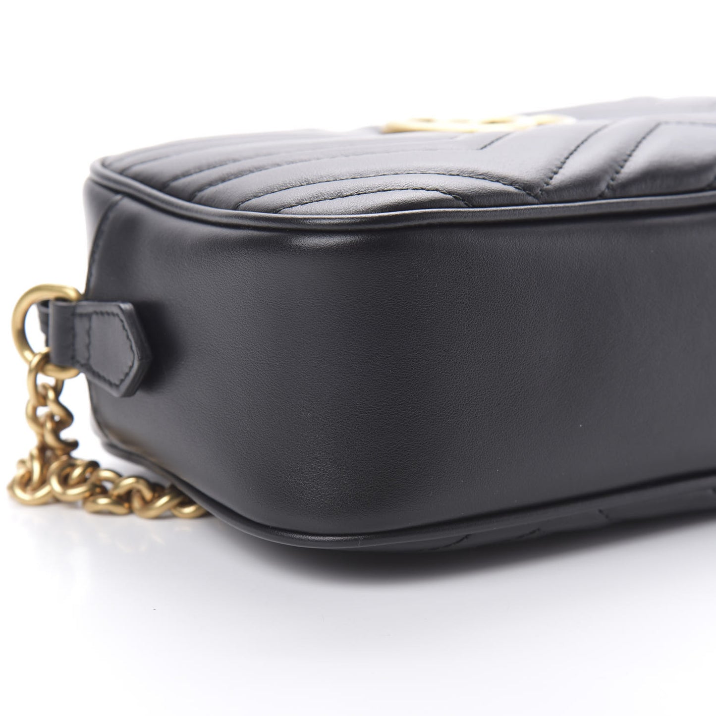 Calfskin Matelasse Small GG Marmont Chain Shoulder Bag Black