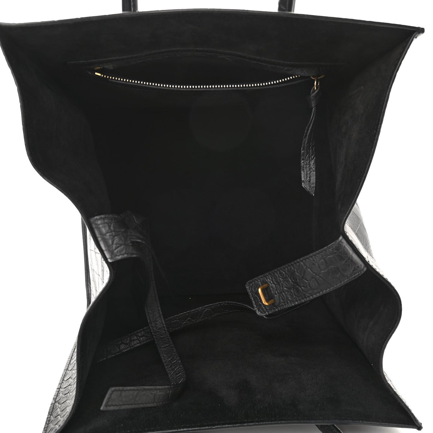 Calfskin Crocodile Embossed Medium Phantom Luggage Black