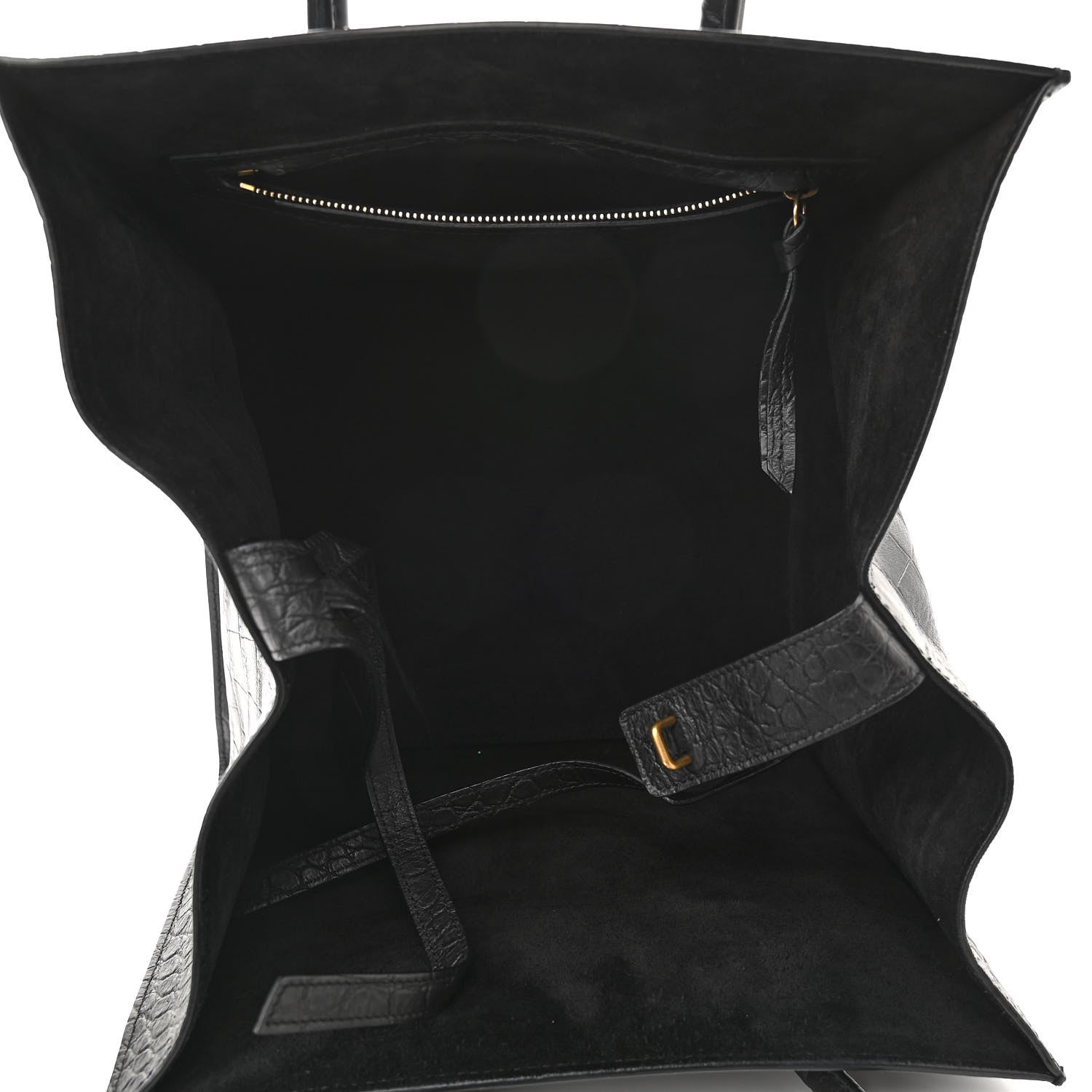 Celine Calfskin Crocodile Embossed Medium Phantom Luggage Black 5 of 10