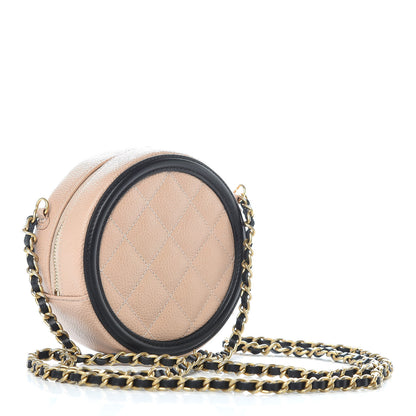 Chanel Caviar Quilted Round Filigree Crossbody Beige Black 3 of 9