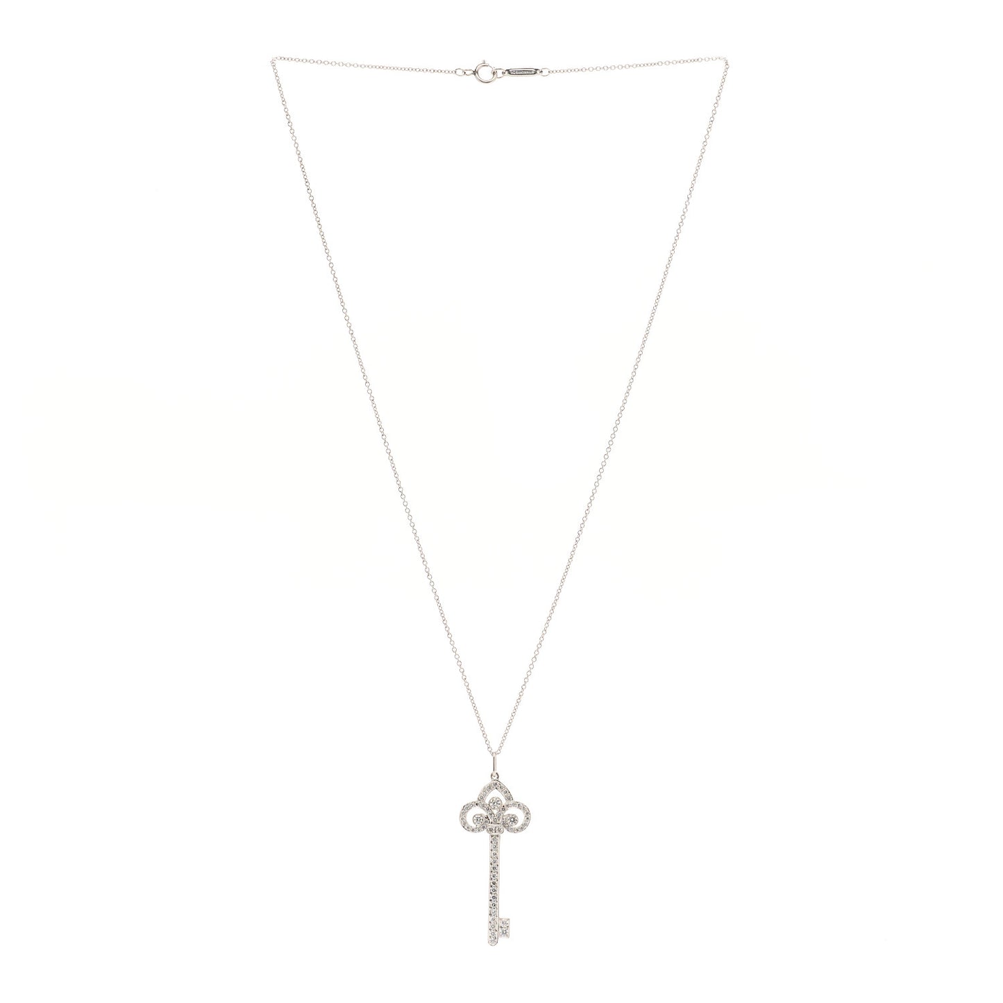 Platinum Diamond .41ct Fleur De Lis Key Pendant Necklace