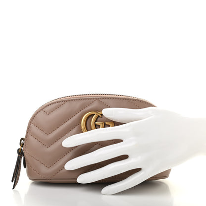 Gucci Calfskin Matelasse GG Marmont Pouch Cosmetic Case Porcelain Rose 2 of 7