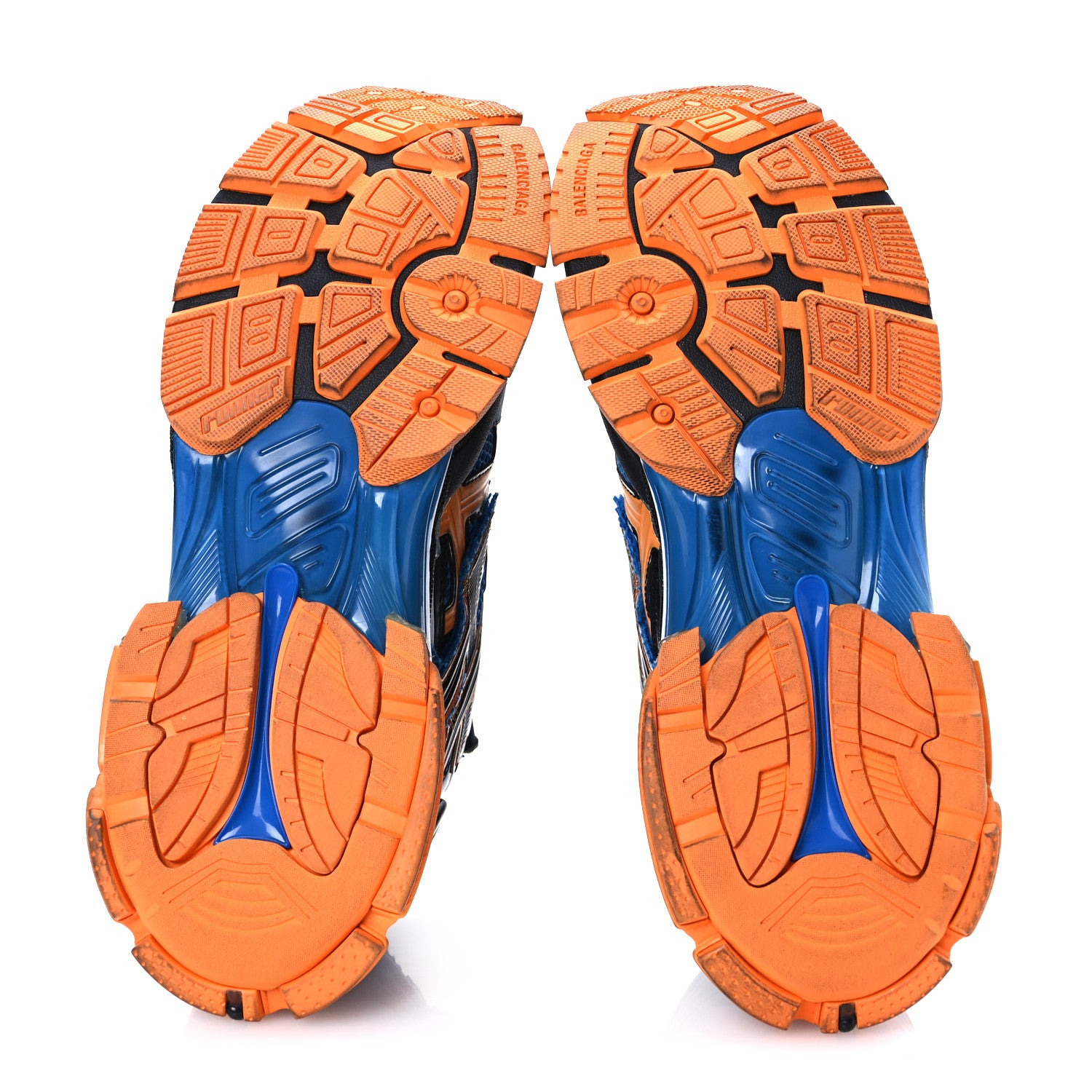 Balenciaga Mesh Rubber Bi-Color Mens Runner Sneakers 12 Blue Orange Black White 7 of 14