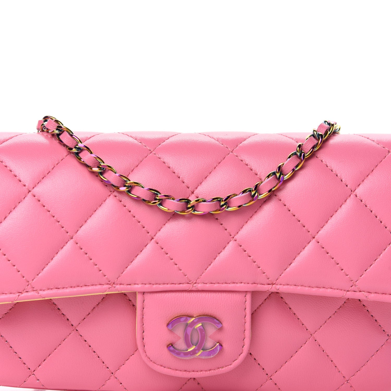 Chanel Lambskin Quilted Glasses Case With Chain Pink Yellow 11 of 11