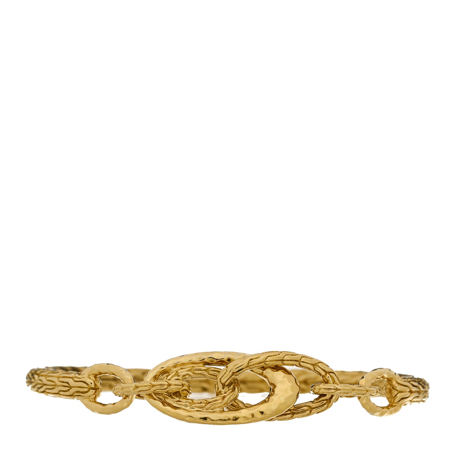 John Hardy 18K Yellow Gold Classic Chain Hammered Slim Chain Hinged Bangle Bracelet 1 of 4