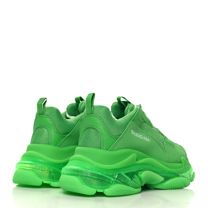 Balenciaga Fabric Mesh Clear Sole Mens Triple S Sneakers 42 Green 5 of 8